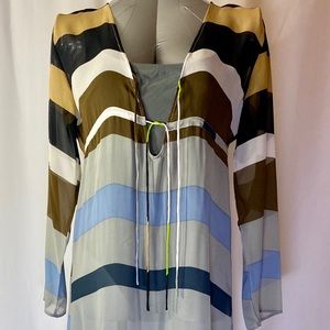 Gray Black Silk Maxi Dress Medium Anthropologie